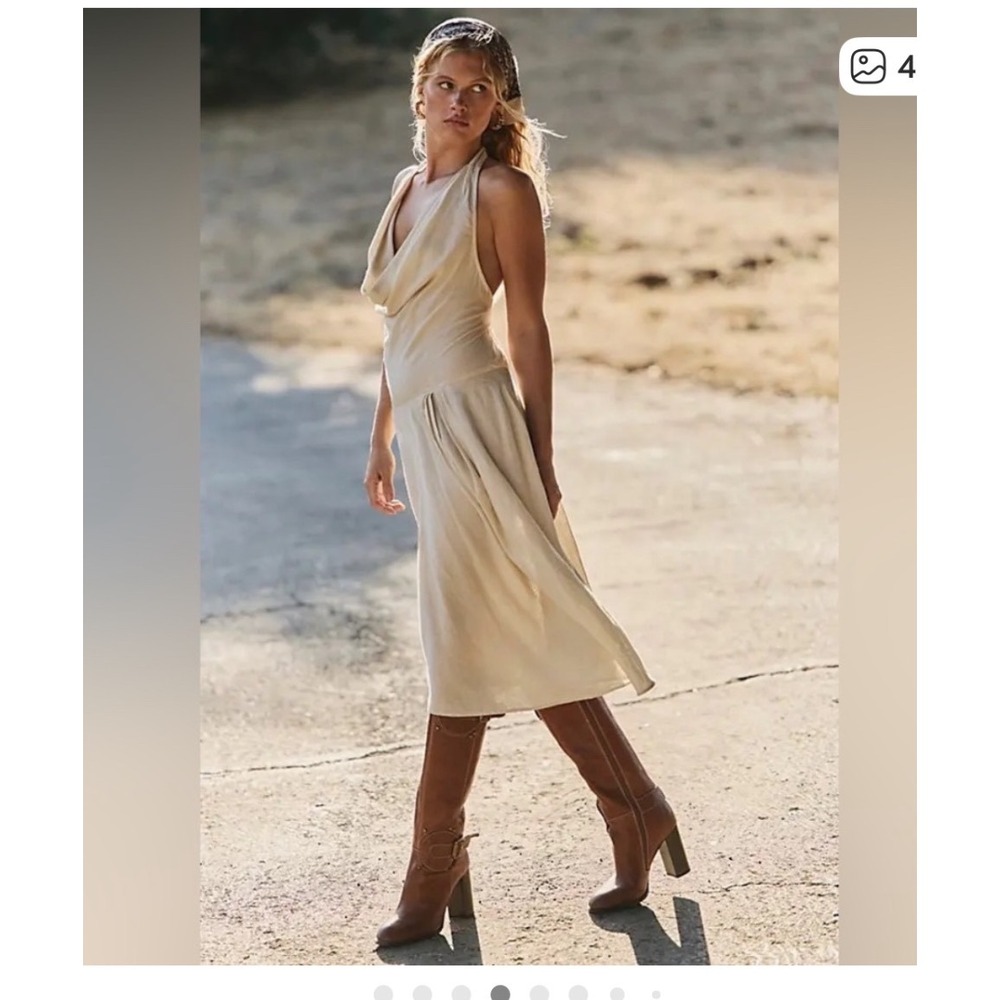 Free People Free-est Jayna midi dress linen blend beach lagen boho sz‎ SP